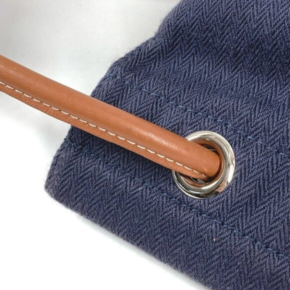 HERMES logo Aline MM Shoulder Bag ToileChevron / Leather Blue indigo Navy/Red - Picture 13 of 16